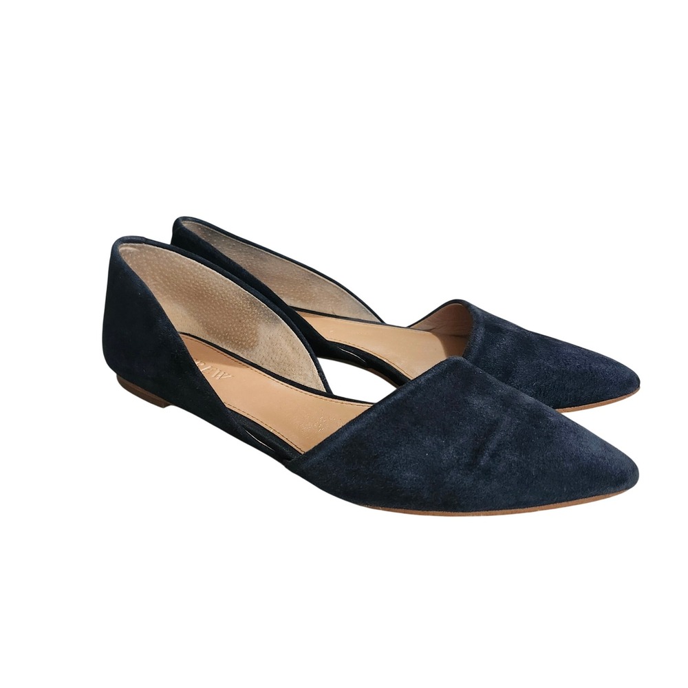 J.Crew Zoe D'Orsay Flats Women 7.5 Navy Blue Suede Pointed Toe Slip
On Shoes